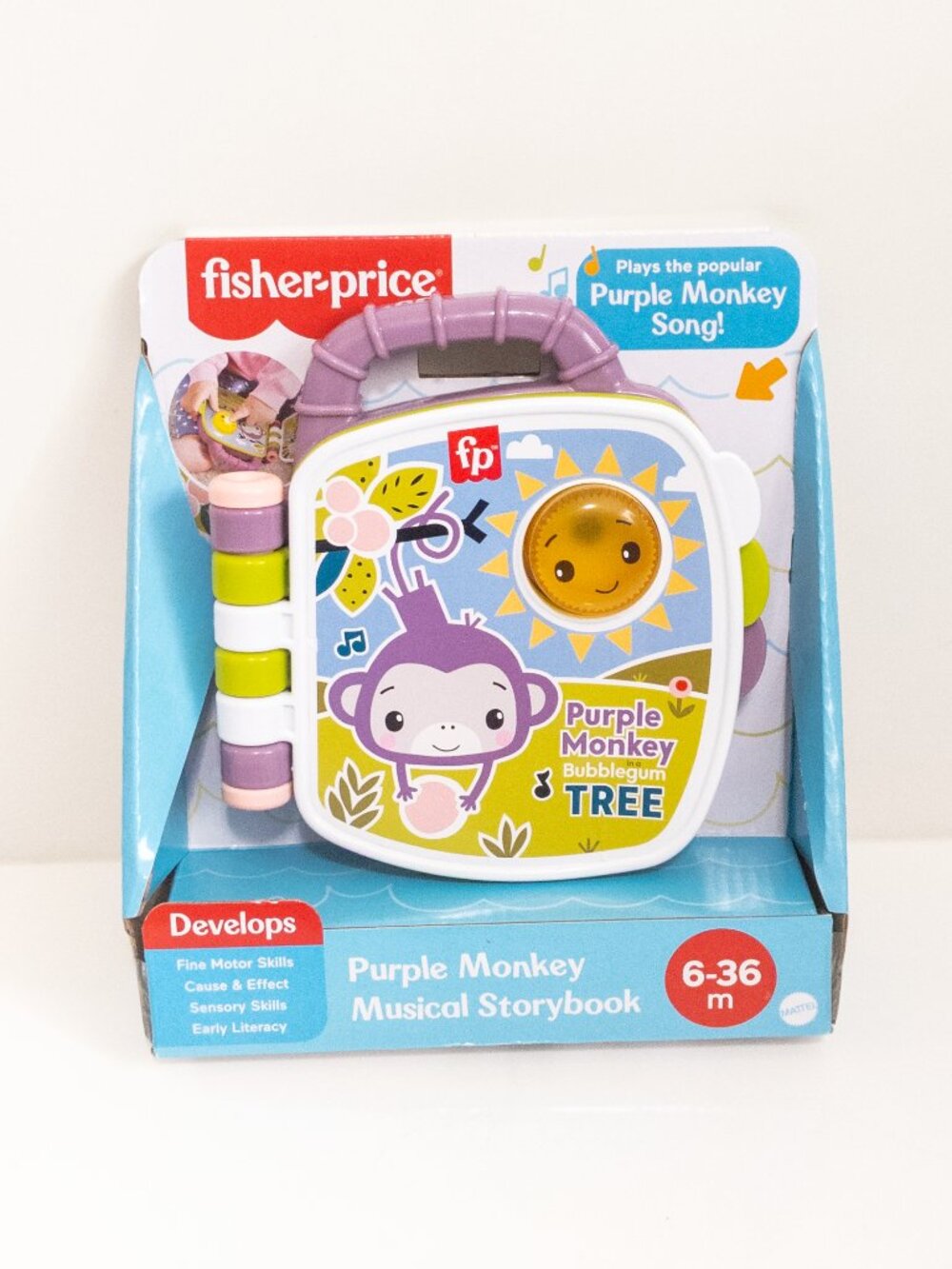 Fisher-Price Baby Toy Purple Monkey Musical Storybook Toddler Baby Sensory NWT
